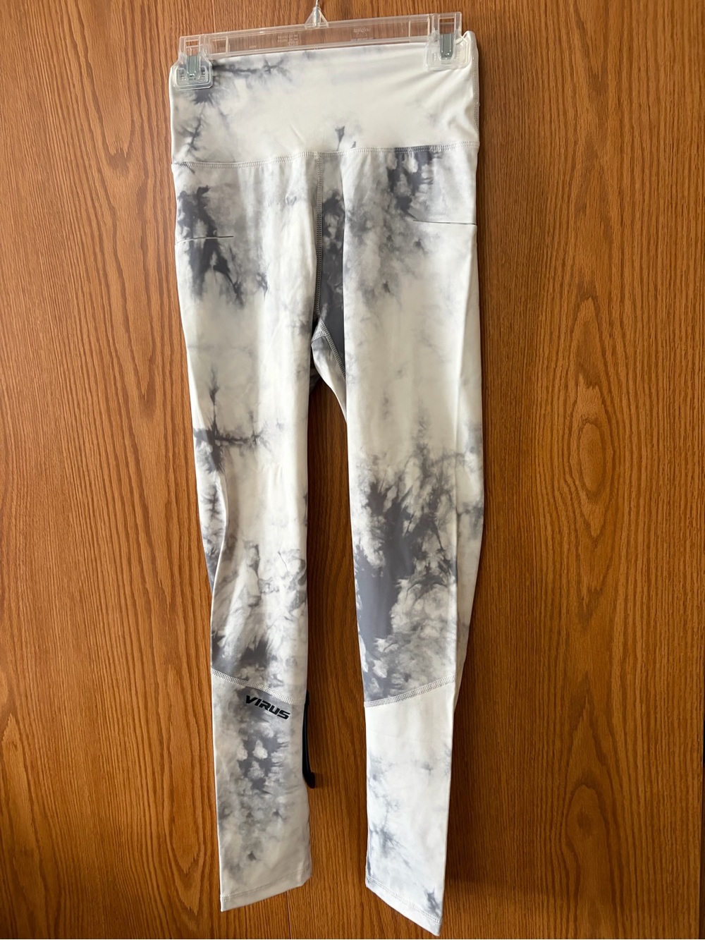 Virus White and Gray Tie-Dye Active Leggings